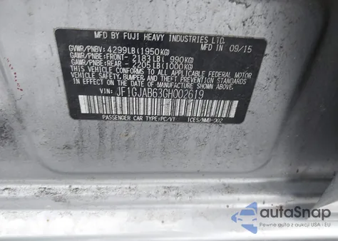 2016 Subaru Impreza 2.0I Premium z USA, uszkodzony, nr VIN JF1GJAB63GH002619